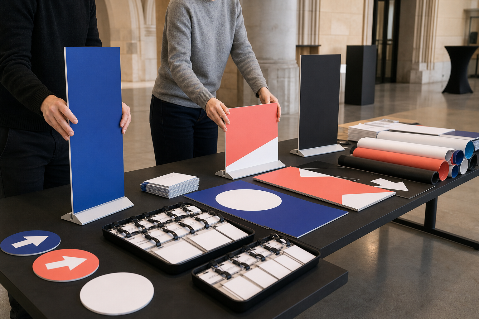 Assortiment illustratif de formats imprimés coordonnés sans texte